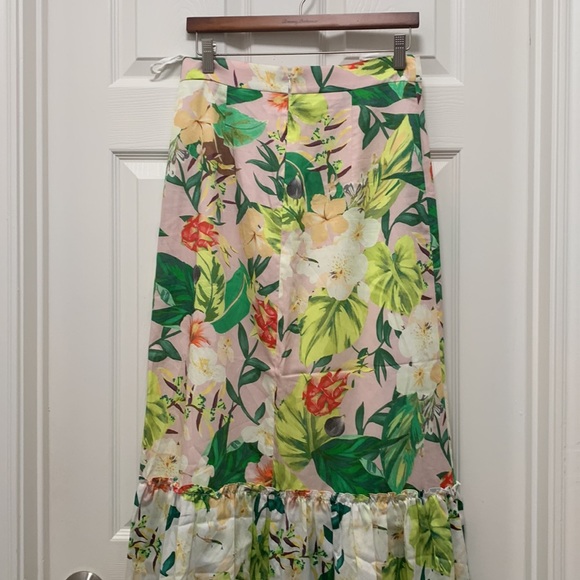 NWT Antonio Melani Perla Tropical Floral Print Ruffle Hem A- Line Maxi Skirt - Picture 8 of 8
